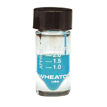 WHEATON 新一代小瓶 3.0 mL 無色透明 帶刻度 頂端密閉 黑色酚醛樹脂旋蓋 帶PTFE表面的14B橡膠蓋墊 12 個(gè)/盒