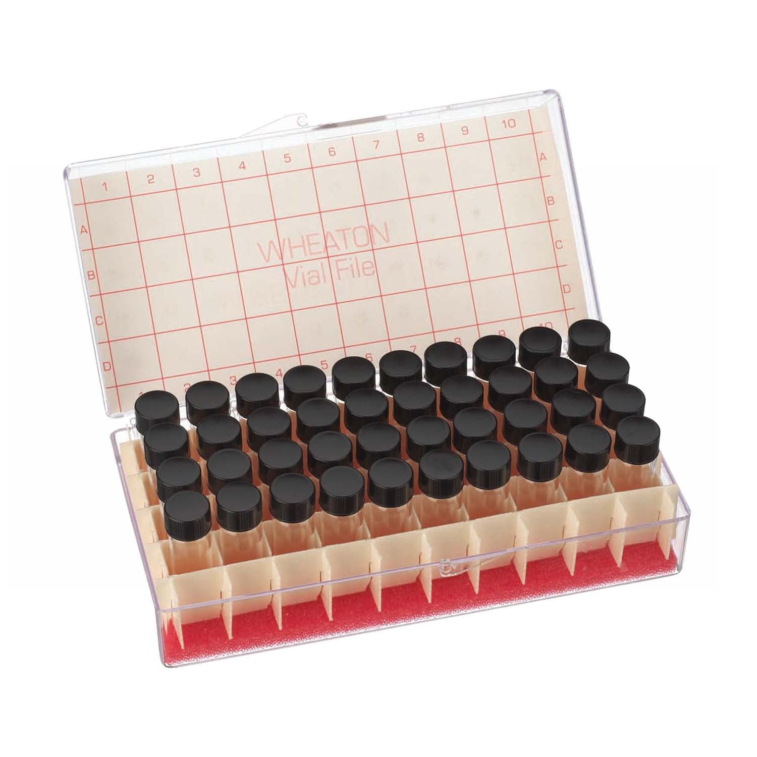 WHEATON 取樣瓶 4mL 無色透明 有刻度 頂端密閉 黑色酚醛樹脂蓋 PTFE表面14B橡膠蓋墊 40 個/盒