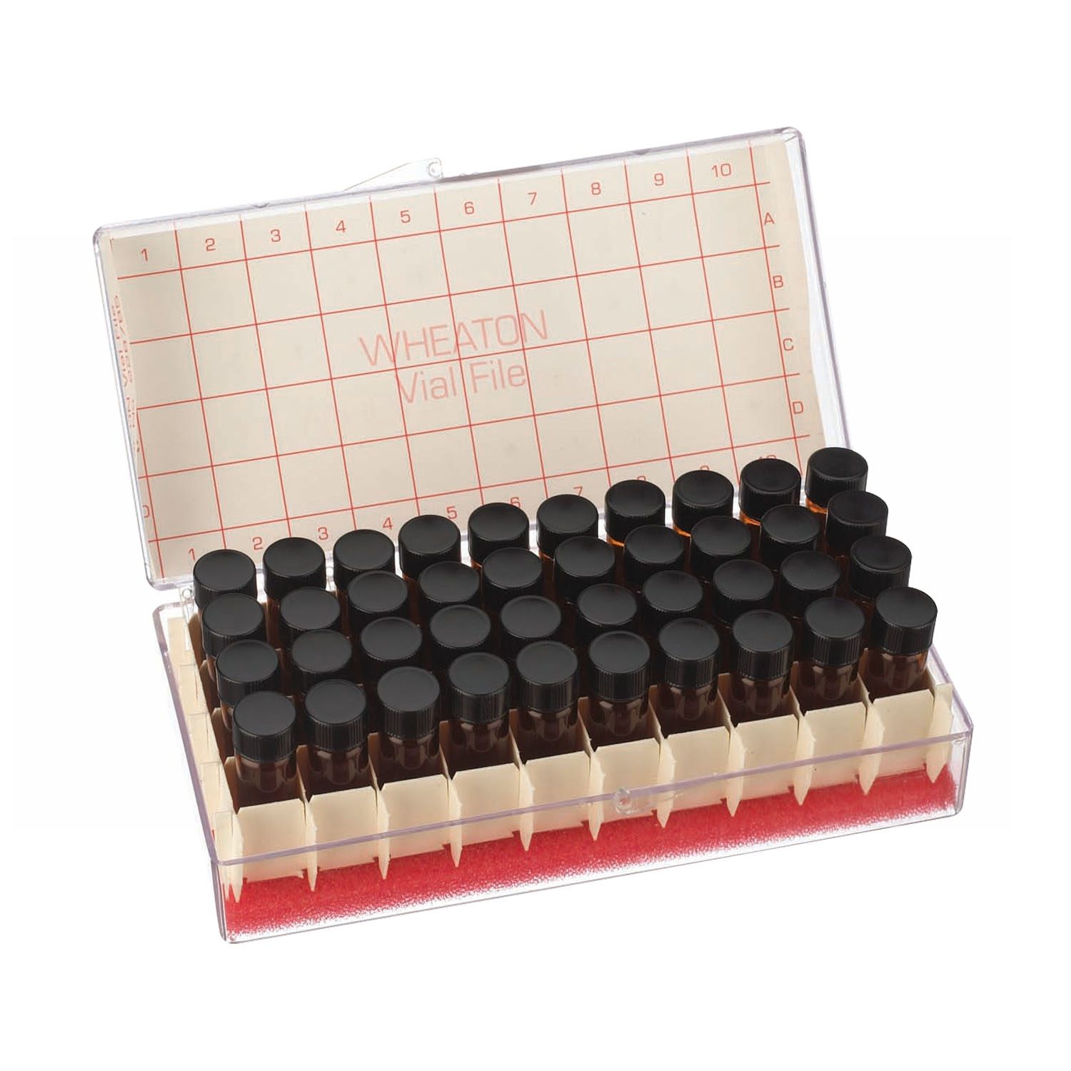 WHEATON 取樣瓶 4mL 棕色 無刻度 頂端密閉 黑色酚醛樹脂蓋 PTFE表面14B橡膠蓋墊 40 個/盒