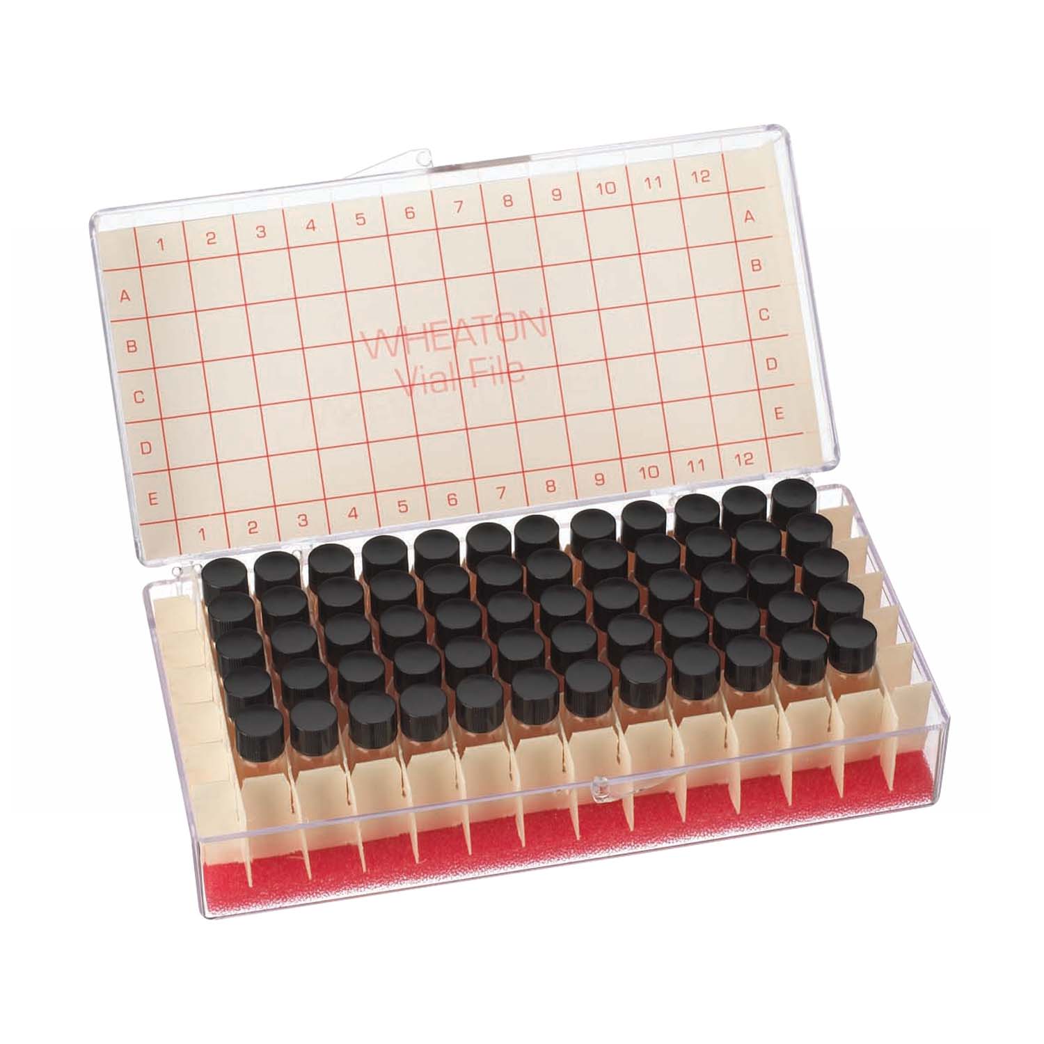 WHEATON 取樣瓶 2mL 無色透明 無刻度 頂端密閉 黑色酚醛樹脂蓋 PTFE表面14B橡膠蓋墊 60 個/盒