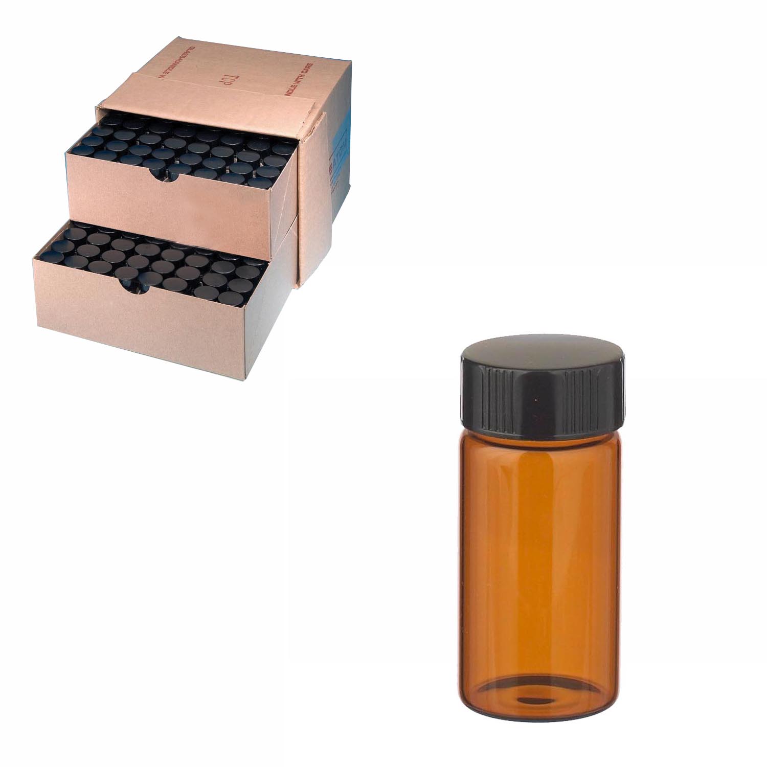 WHEATON 取樣瓶 40 mL 標準瓶 24-400 棕色 黑色酚醛樹脂蓋 PTFE表面14B橡膠蓋墊 72 個/盒