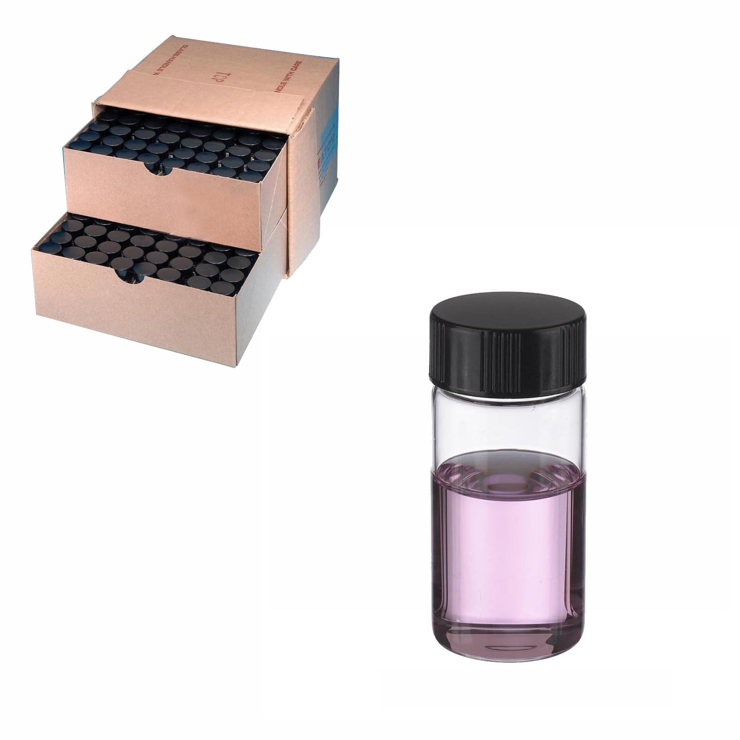 WHEATON 取樣瓶 20 mL 標準瓶 無色透明 黑色酚醛樹脂蓋 橡膠蓋 72 個/盒