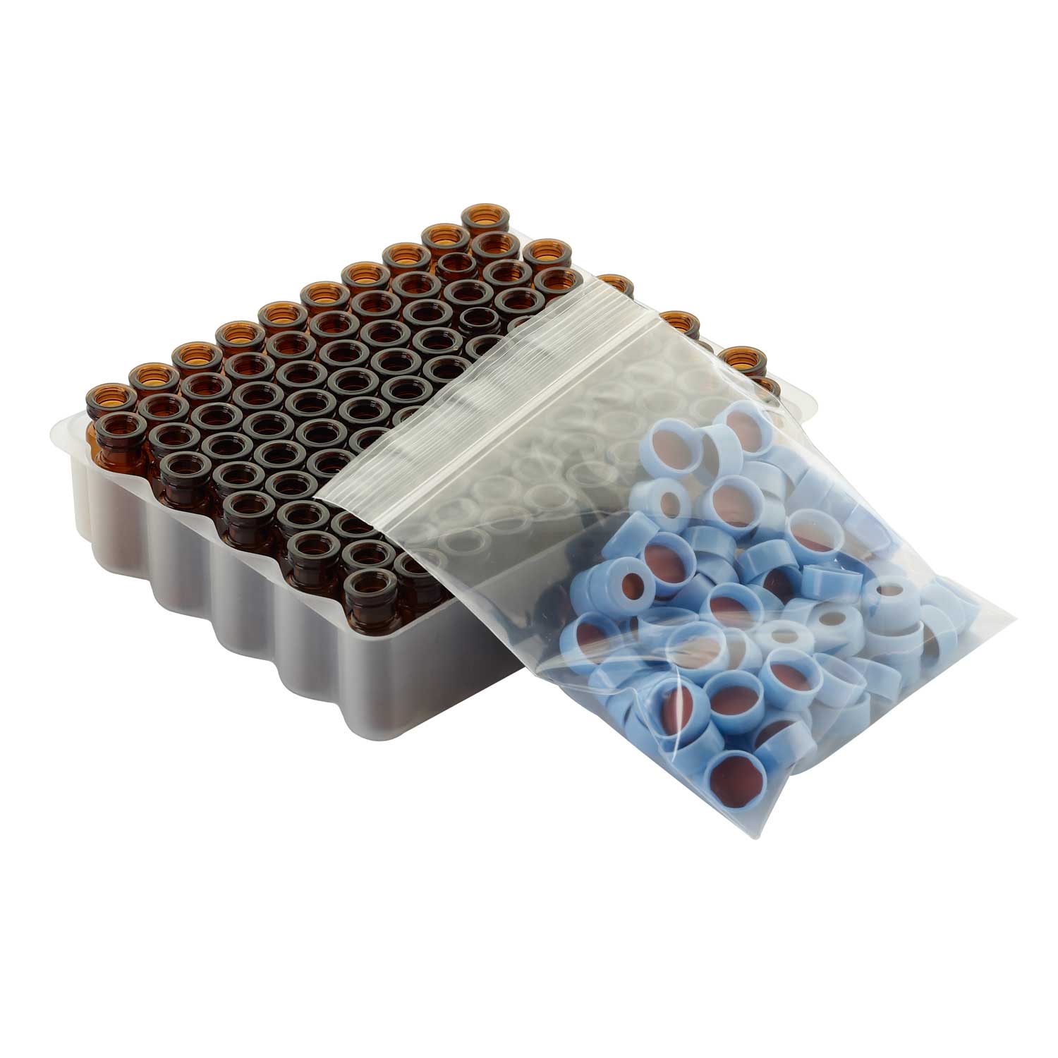 WHEATON 帶扣環(huán)E-Z小瓶方便包 棕色瓶 藍(lán)色瓶蓋 PTFE/硅樹(shù)脂/PTFE蓋墊 100個(gè)/盒