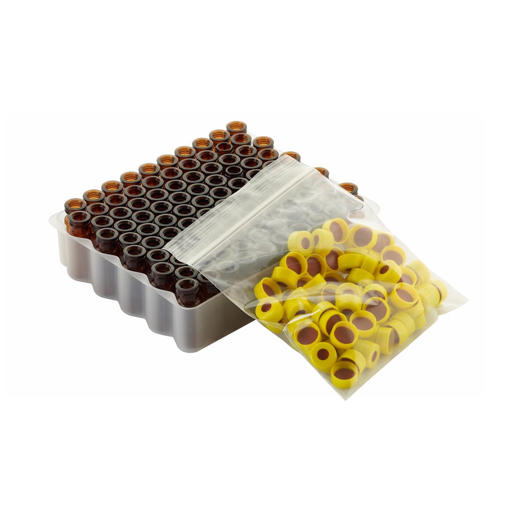 WHEATON 帶扣環(huán)E-Z小瓶方便包 棕色瓶 黃色瓶蓋 PTFE/硅樹脂蓋墊 100個(gè)/盒