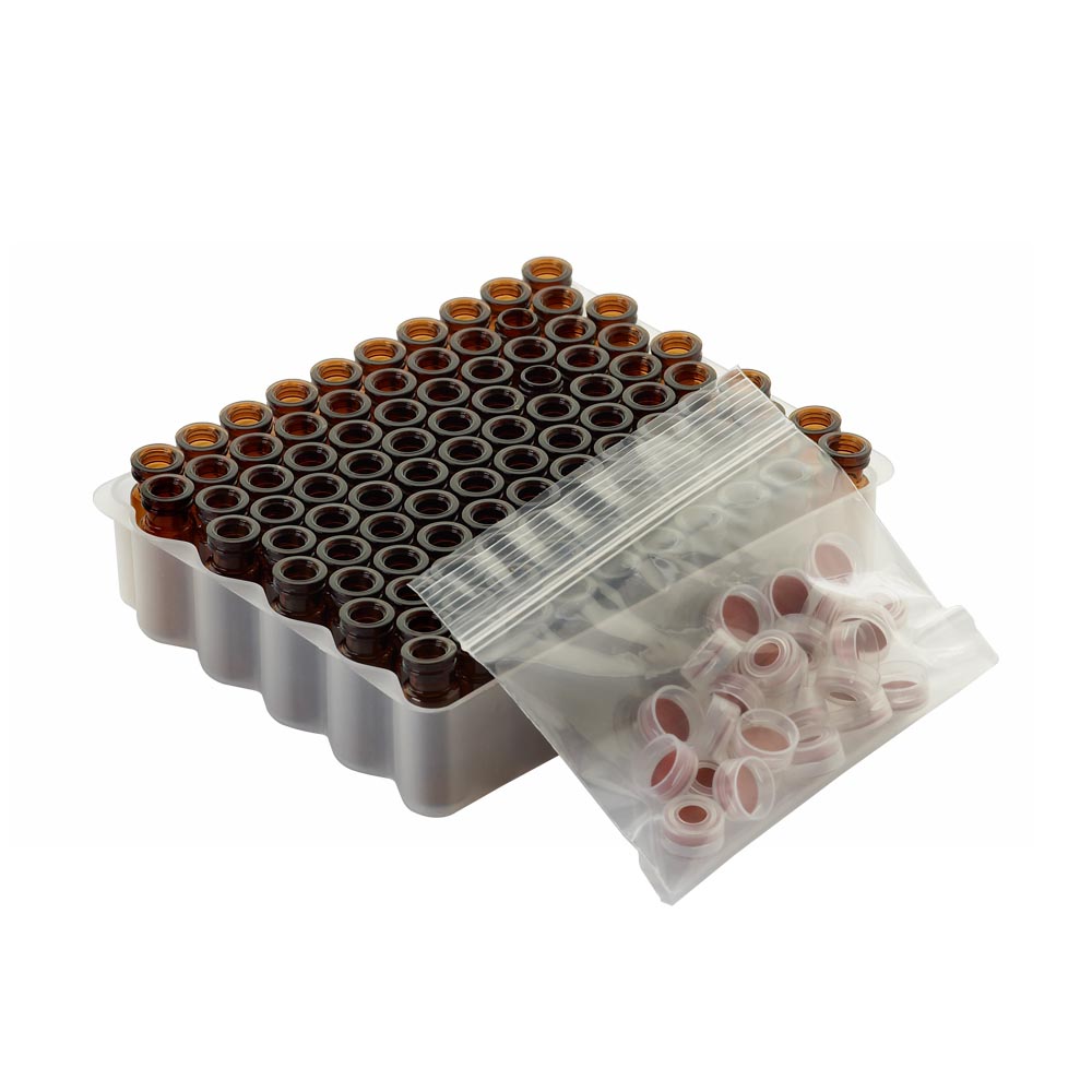 WHEATON 帶扣環E-Z小瓶方便包 棕色瓶 自然色瓶蓋 PTFE/硅樹脂蓋墊 100個/盒