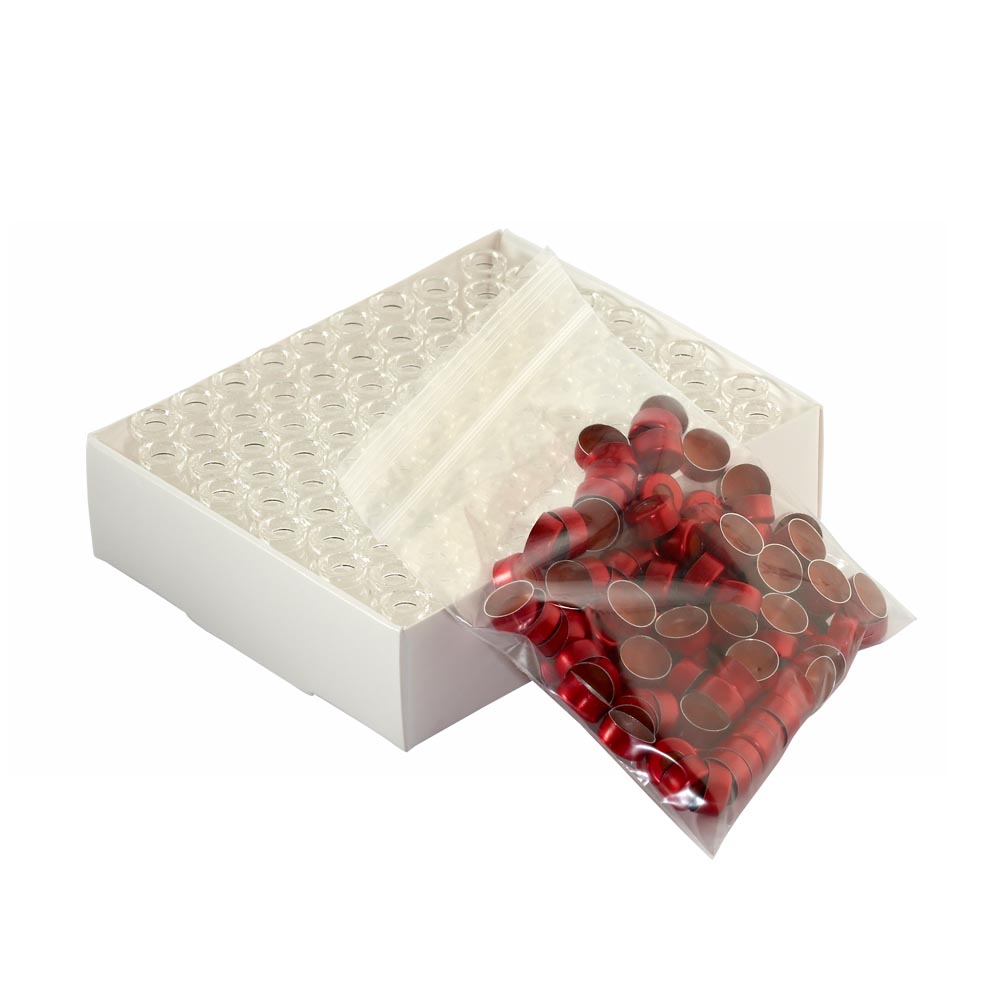 WHEATON 壓蓋小瓶方便包 無(wú)色透明瓶 紅色瓶蓋 PTFE/紅色橡膠蓋墊 100個(gè)/盒