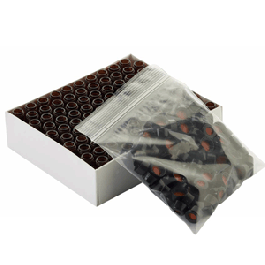 WHEATON 棕色瓶 黑色瓶蓋 藍色PTFE/白色硅樹脂蓋墊 100個/盒