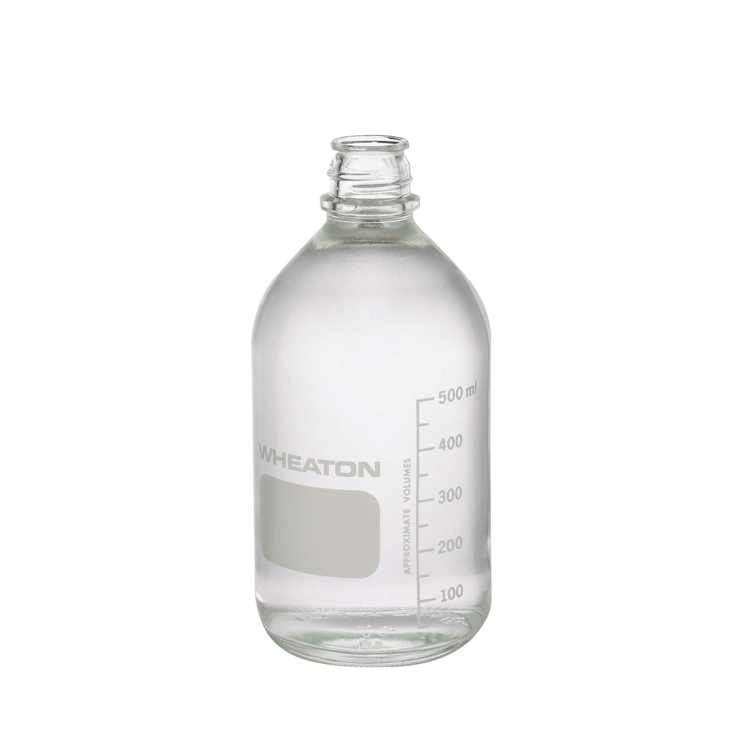 WHEATON 500mL 無色透明帶刻度培養基瓶 無蓋 24個/盒