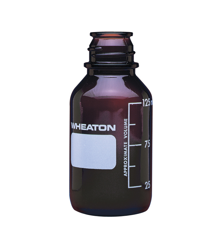 WHEATON 125mL 棕色帶刻度培養(yǎng)基瓶 無蓋 48個/盒