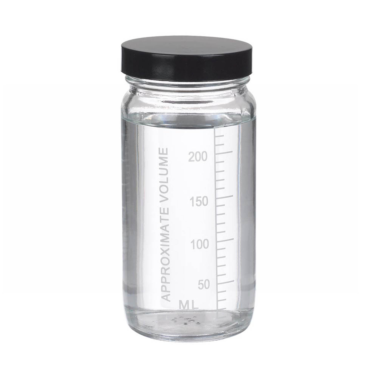 WHEATON 250mL 無色透明刻度瓶 黑色酚醛樹脂蓋 橡膠墊 24個/盒